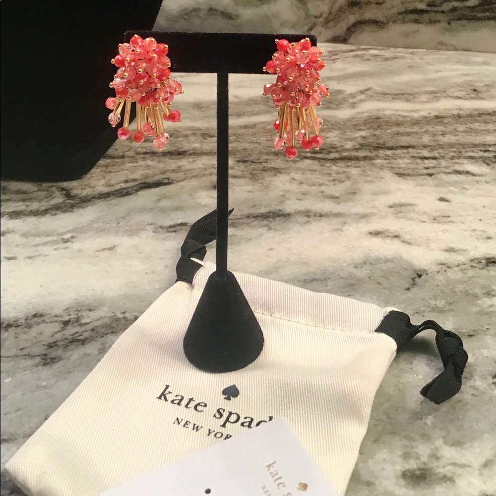 Kate Spade coral\gold tone cluster earrings